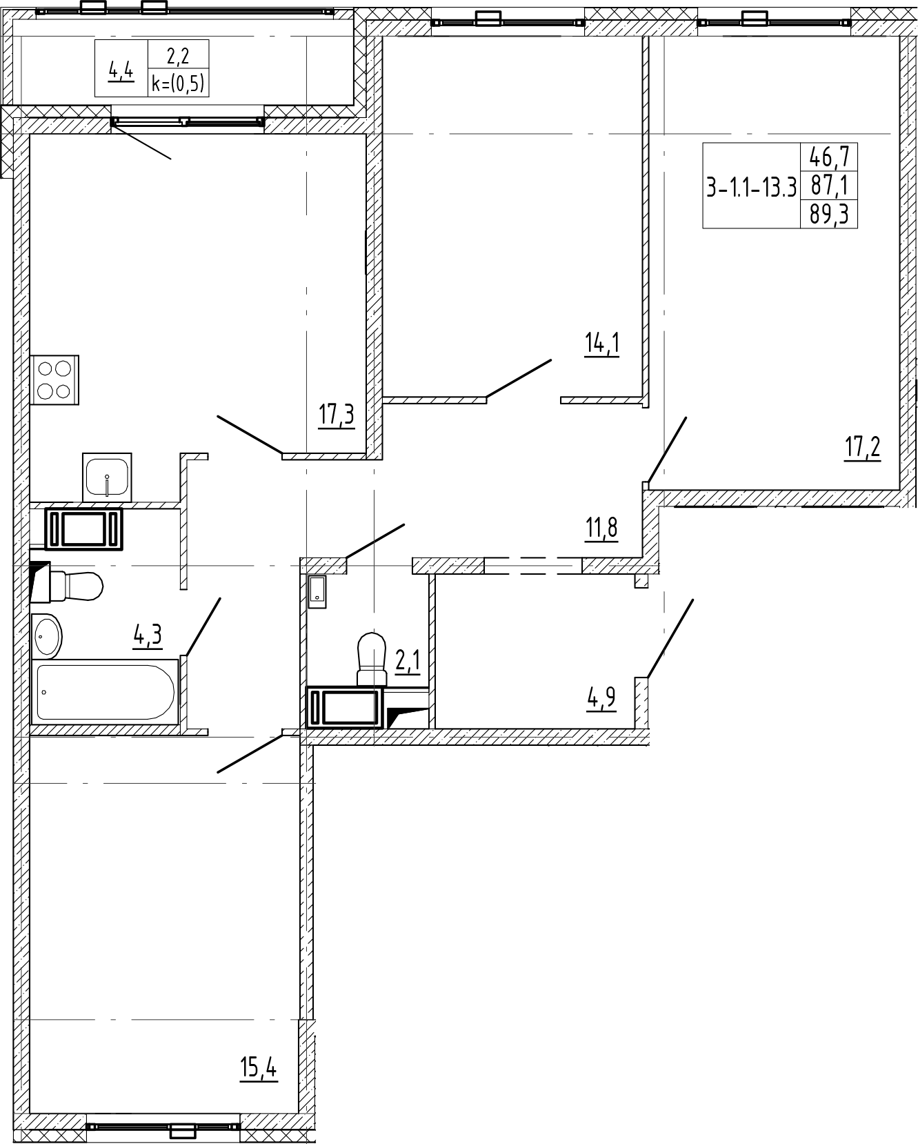 Купить 3-комнатную квартиру в новостройке 89.3 м², поселок Шушары, Старорусский  пр-кт, в Санкт-Петербурге, у метро Купчино