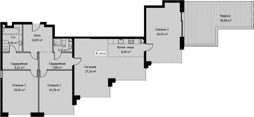 4Е-комнатная, 180.6 м²– 2