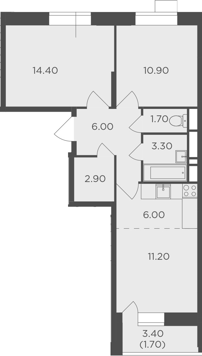 3Е-комнатная, 58.1 м²– 2