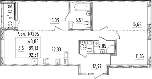 4Е-комнатная, 89.13 м²– 2