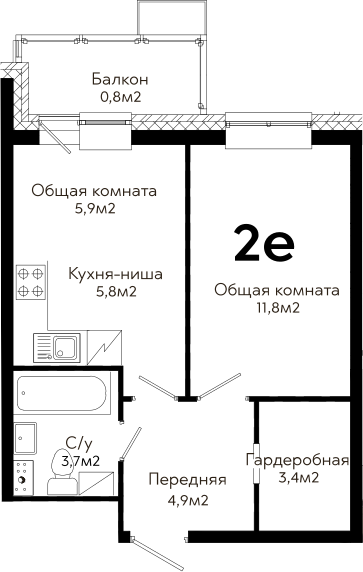 2Е-к.кв, 36.3 м²