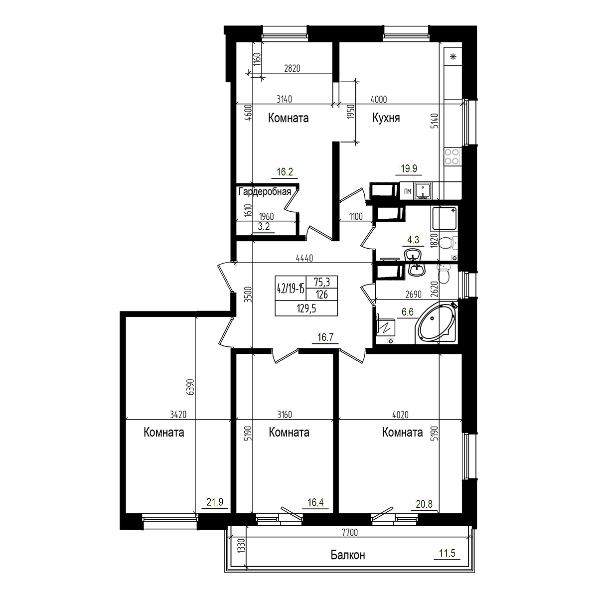 Купить 5-комнатную квартиру в новостройке 129.5 м², поселок Парголово,  Ольгинская дорога, в Санкт-Петербурге, у метро Парнас