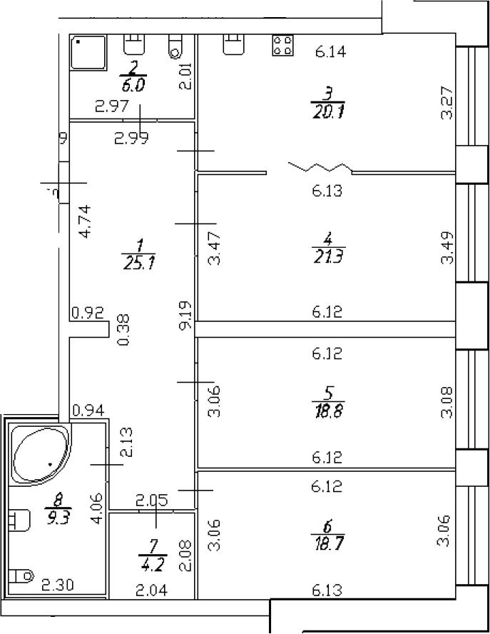4Е-комнатная, 123.5 м²– 2