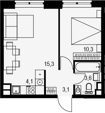 2Е-комнатная, 36.4 м²– 2