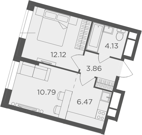 2Е-комнатная, 37.37 м²– 2