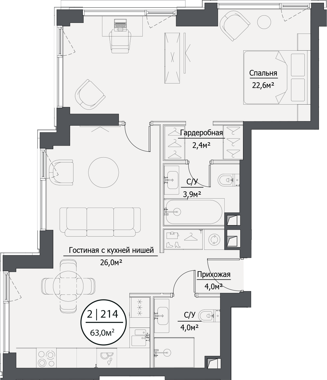 Купить 2-комнатную квартиру в новостройке 63.25 м², 1-й Сетуньский проезд,  в Москве, у метро Лужники