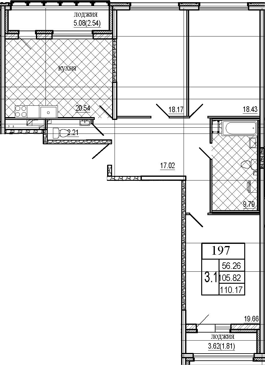 4Е-комнатная, 110.17 м²– 2