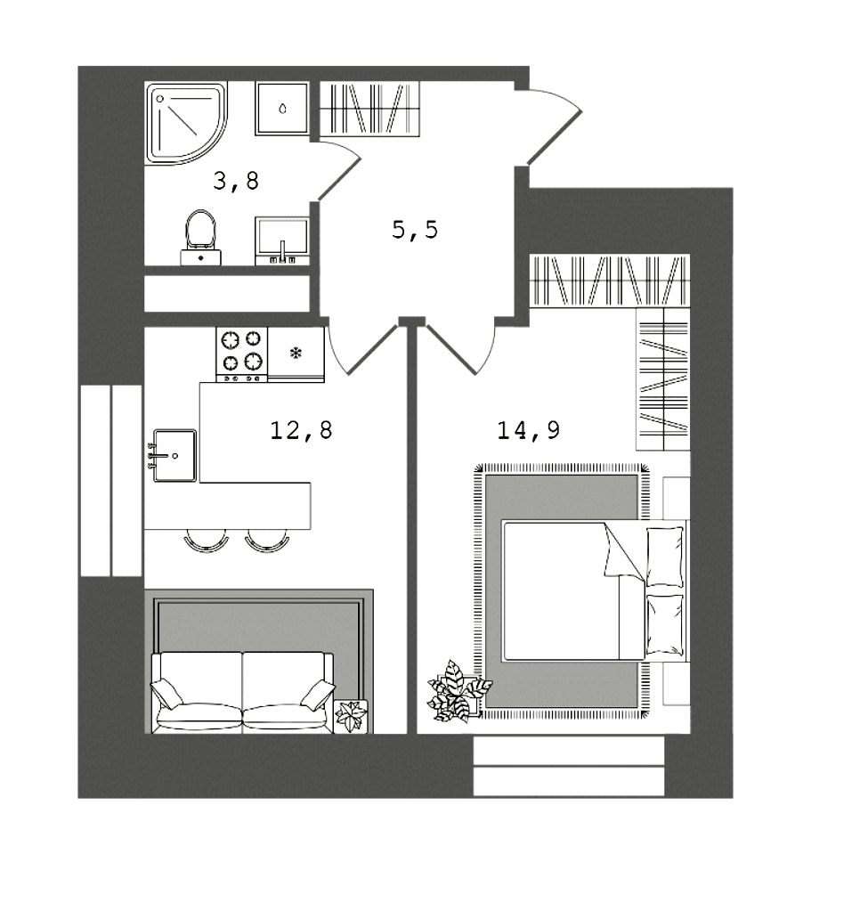 Купить 1-комнатную квартиру в новостройке 37 м², ул Челябинская, в  Санкт-Петербурге, у метро Площадь Мужества