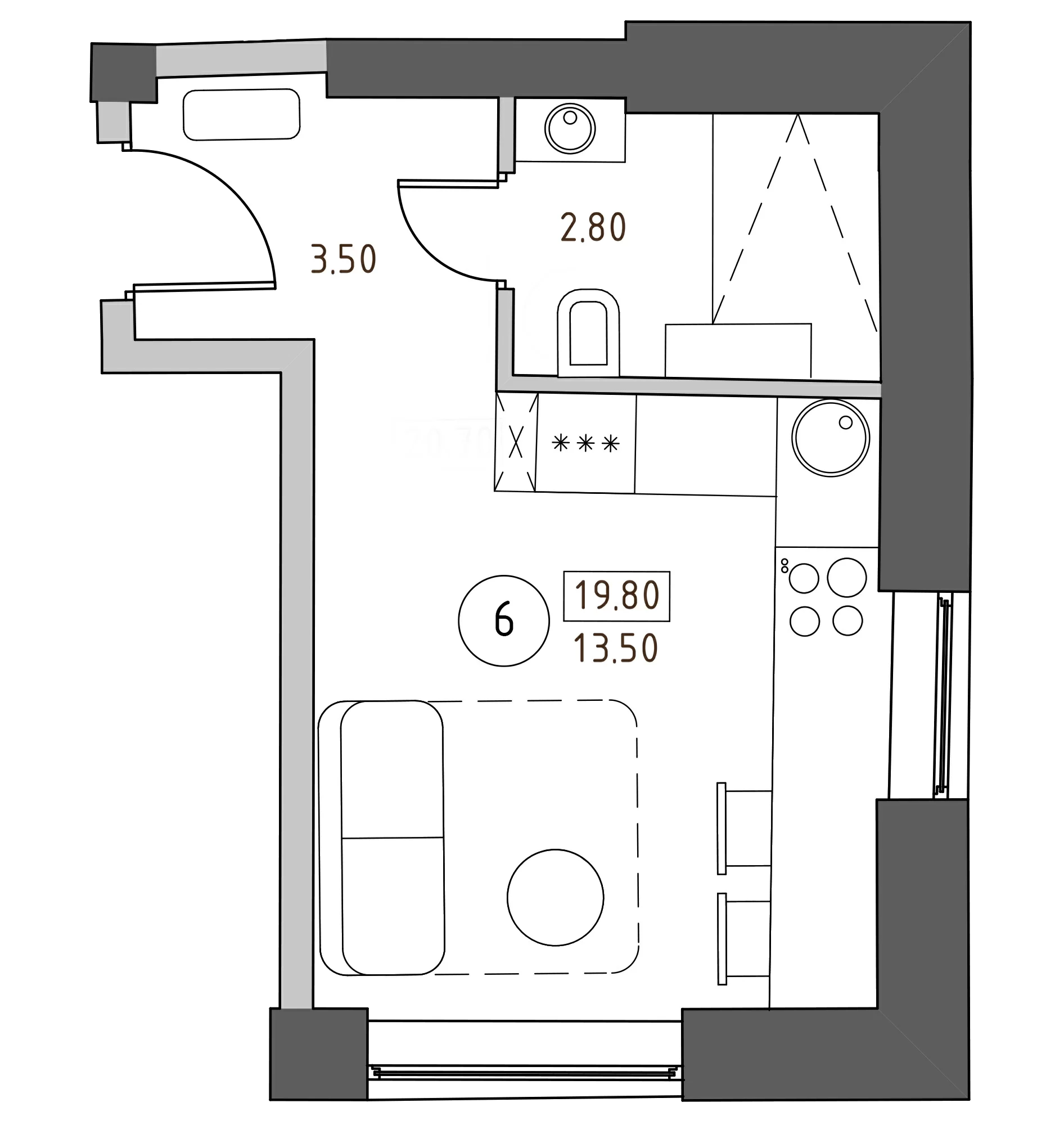 Купить студию в новостройке 20.4 м², ул Швецова, в Санкт-Петербурге, у  метро Нарвская