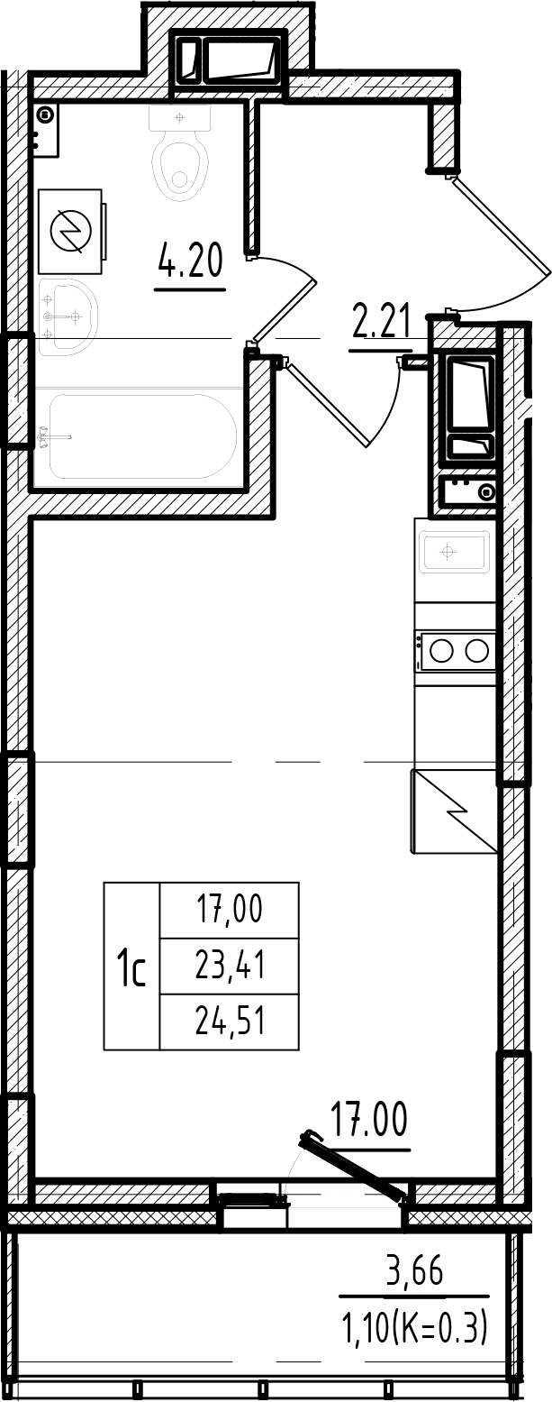 Купить студию в новостройке 24.51 м², поселок Шушары, ул Школьная, в  Санкт-Петербурге, у метро Купчино