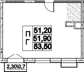 Свободная планировка, 51.2 м²– 2