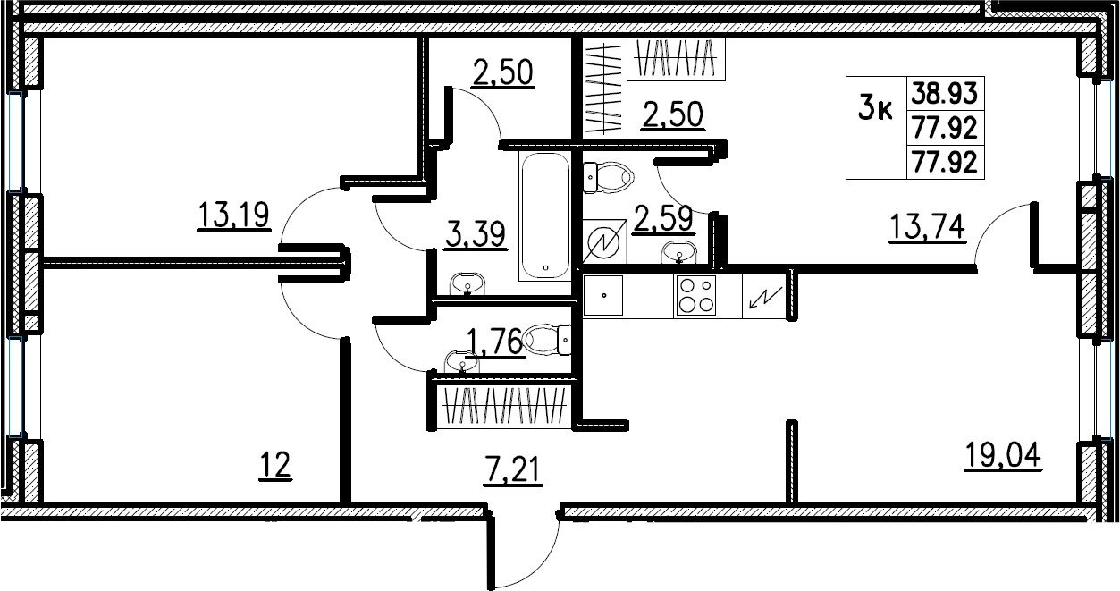 4Е-комнатная, 77.92 м²– 2